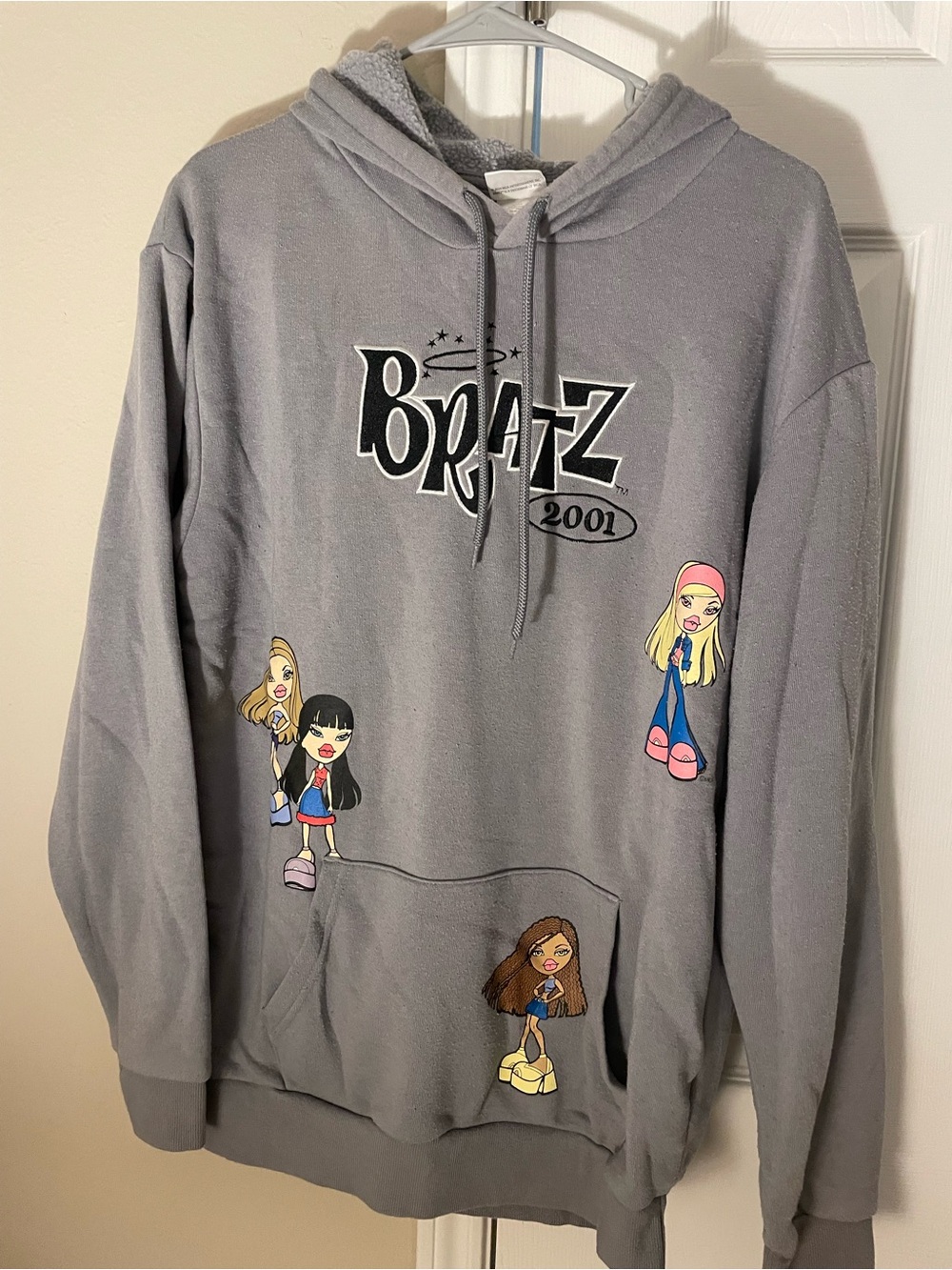 Bratz 2001 Graphic Hoodie — Gray with Colorful Doll Prints - Picture 1 of 3